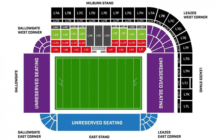 St. James' Park, Newcastle, United Kingdom Seating Plan